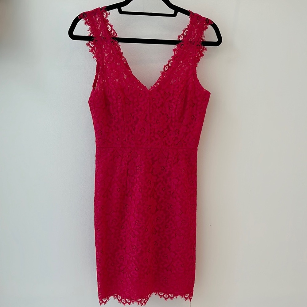 Shoshanna Lace Rose Dress in Watermelon size 0